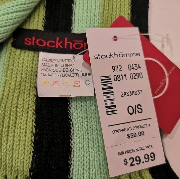 Perry Ellis Black Winter Hat & Stokkhomme Striped Scarf. - Picture 3 of 9